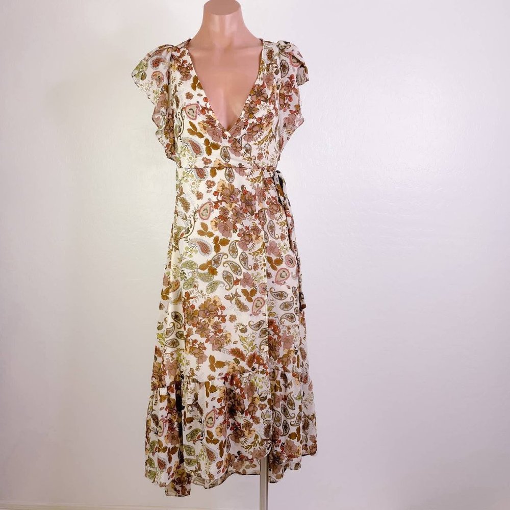 NWT Anthropologie Drew vintage garden floral wrap dress
